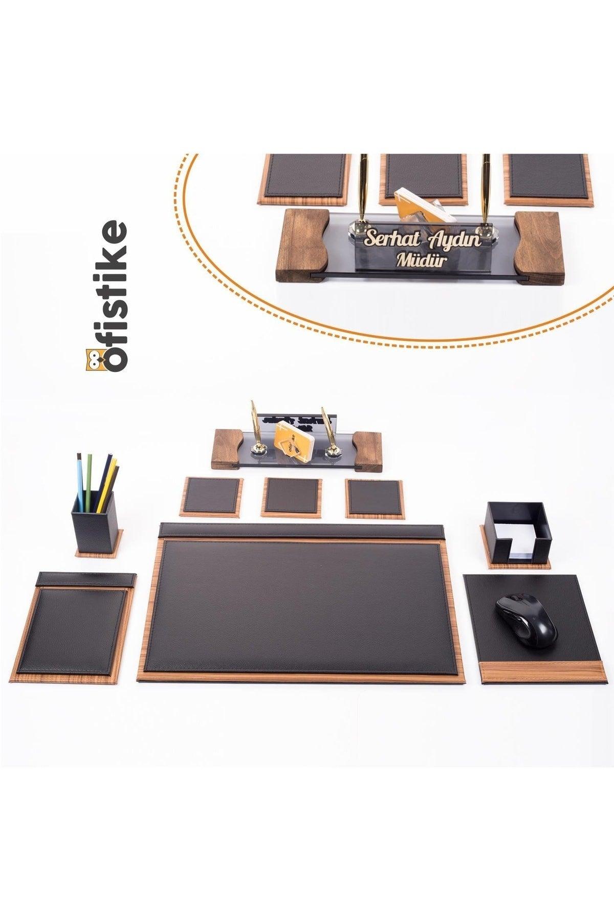 Tenedos Leather Desk Set Double Pen