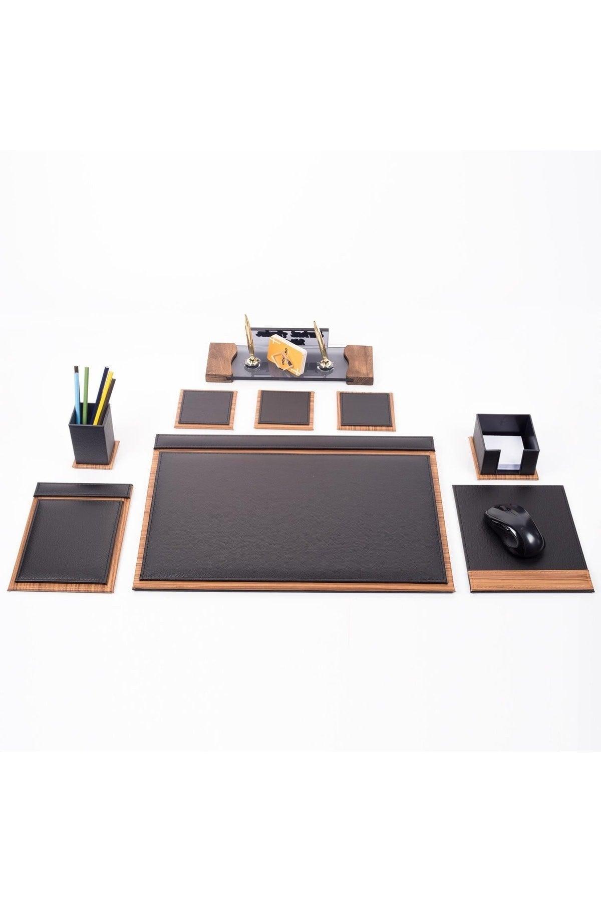 Tenedos Leather Desk Set Double Pen