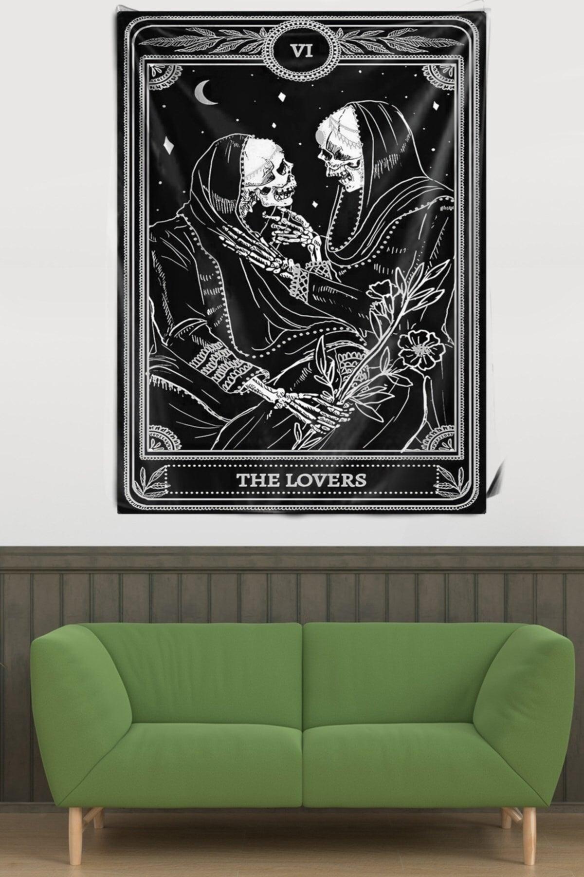 The Lovers Skeleton Valentine Pattern Stain Resistant Velvet Fabric Wall Covering Tapestry Tapestry - Swordslife