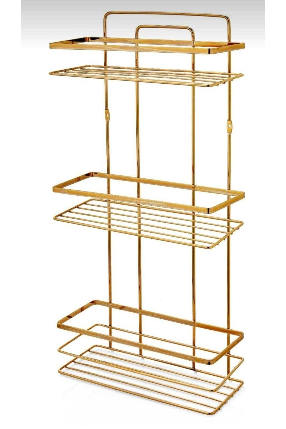 Three Shelf Gold Color Bathroom Shelf