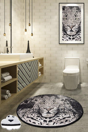 Tiger Djt Diameter 100 Cm Bathroom Carpet, Non-Slip Base Washable - Swordslife