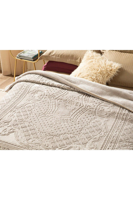 Timeless Emboss Double Blanket 200x220 Cm Beige - Swordslife