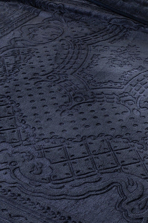 Timeless Emboss Double Blanket 200x220 Cm Navy Blue - Swordslife