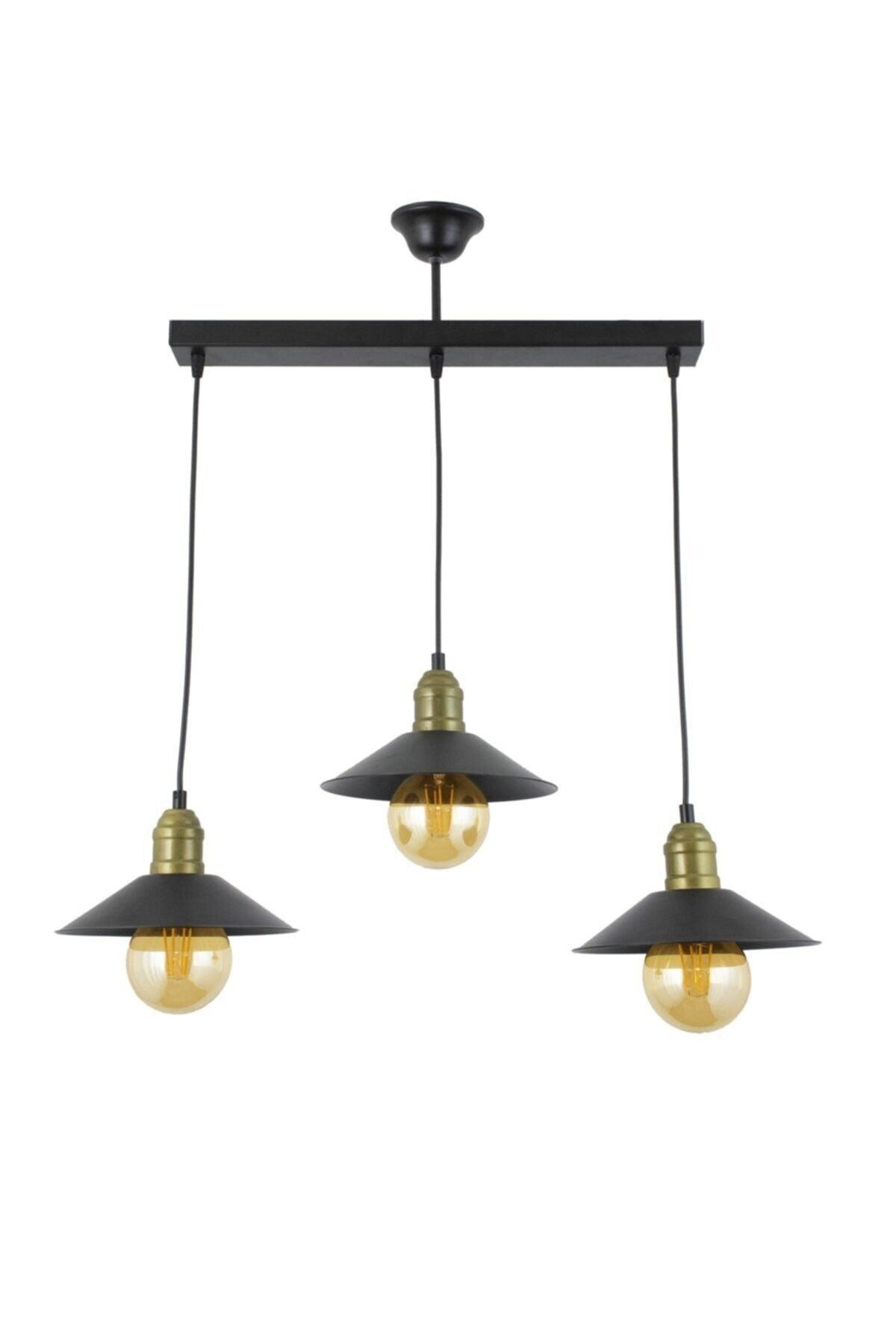 Triple Black Retro Rustic Model Modern Metal Pendant Chandelier - Swordslife