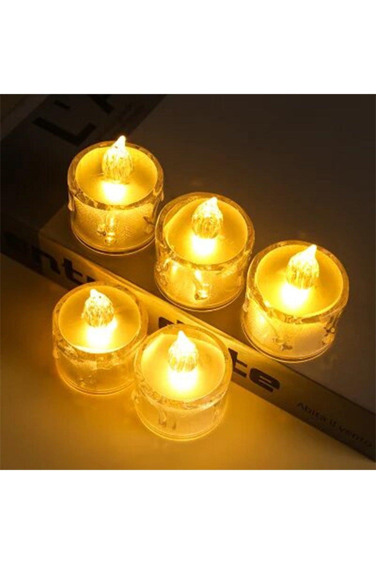 Flickering Flame Crystal Melted Candle 5 Pieces Moving Flame Melting Artificial Candle Battery Led - Swordslife