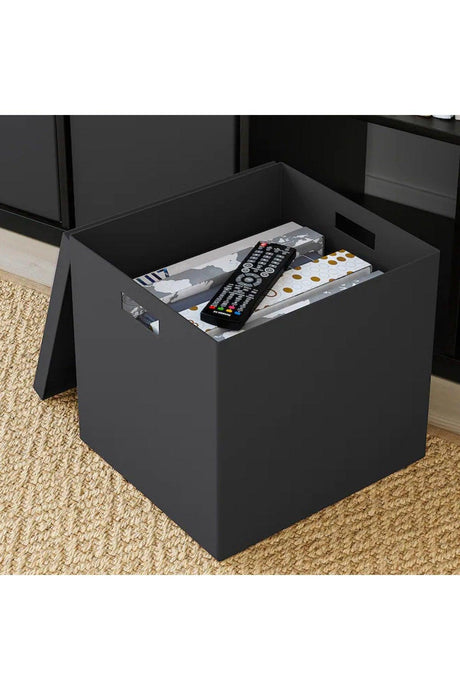 Tjena Black 32x35x32 Cm Decorative Storage Box Organization Box With Lid - Swordslife