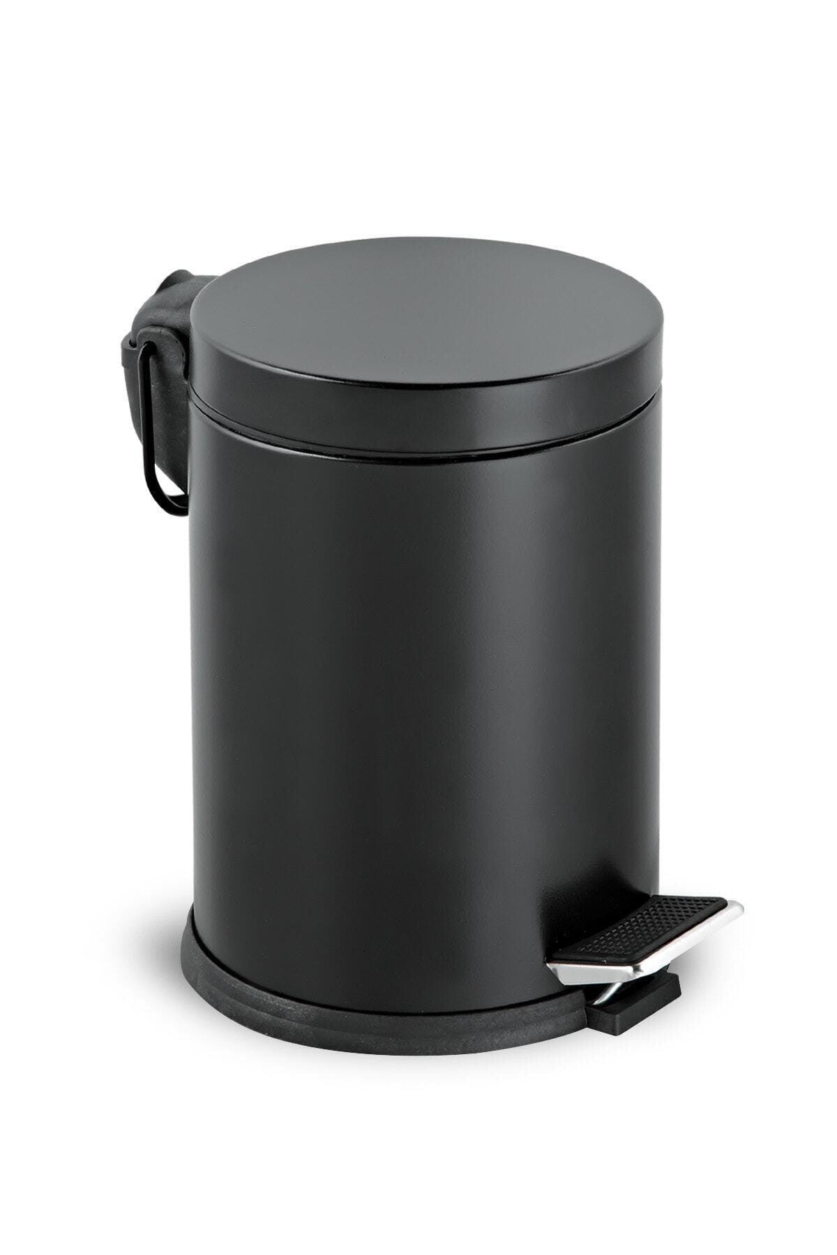 Toilet Bathroom Balcony Kitchen 3 Liter Black Pedal Dustbin Waste Bin - Swordslife