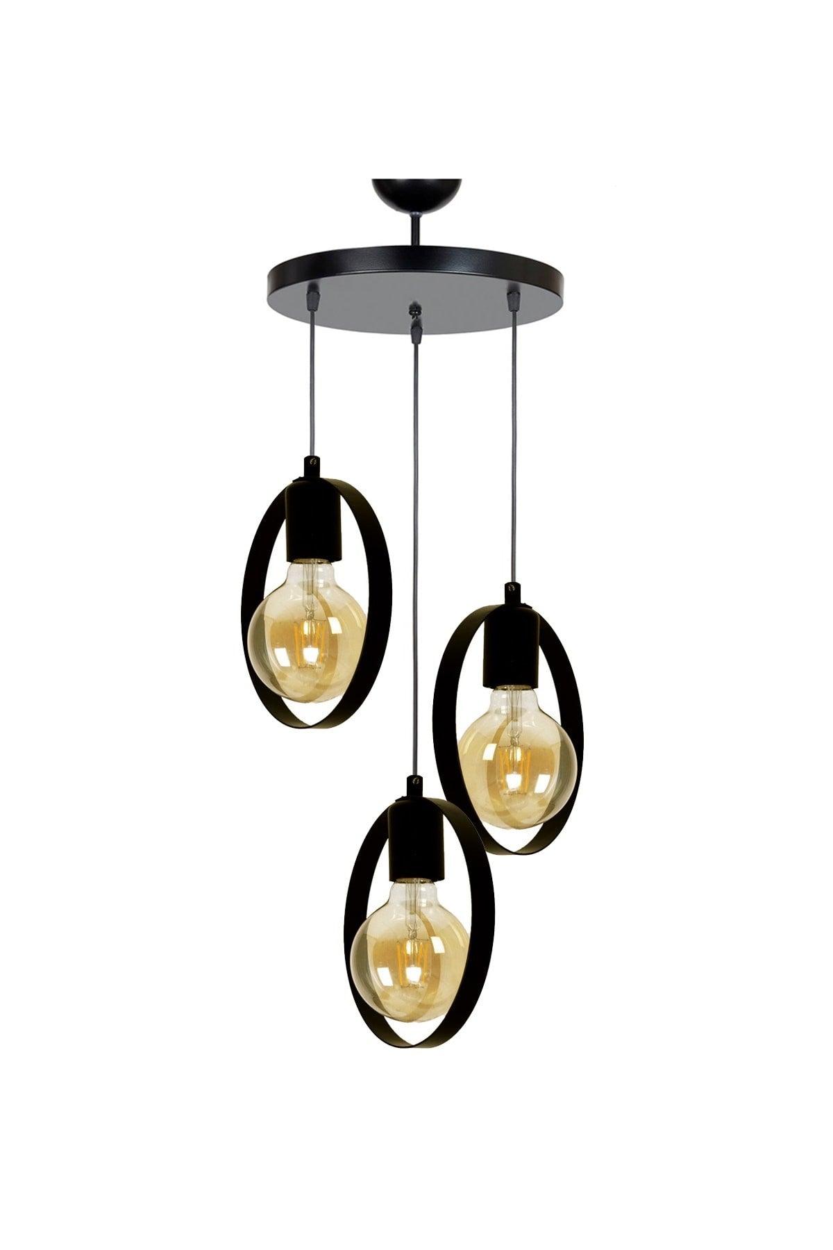 Tony Modern Black Triple Chandelier - Swordslife