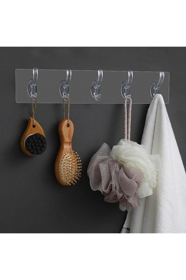 Transparent Adhesive Hanger with 5 Hooks - Swordslife