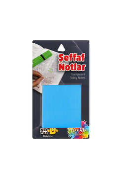 Transparent blue sticky notes, 75x75 mm, 50 sheets per pack