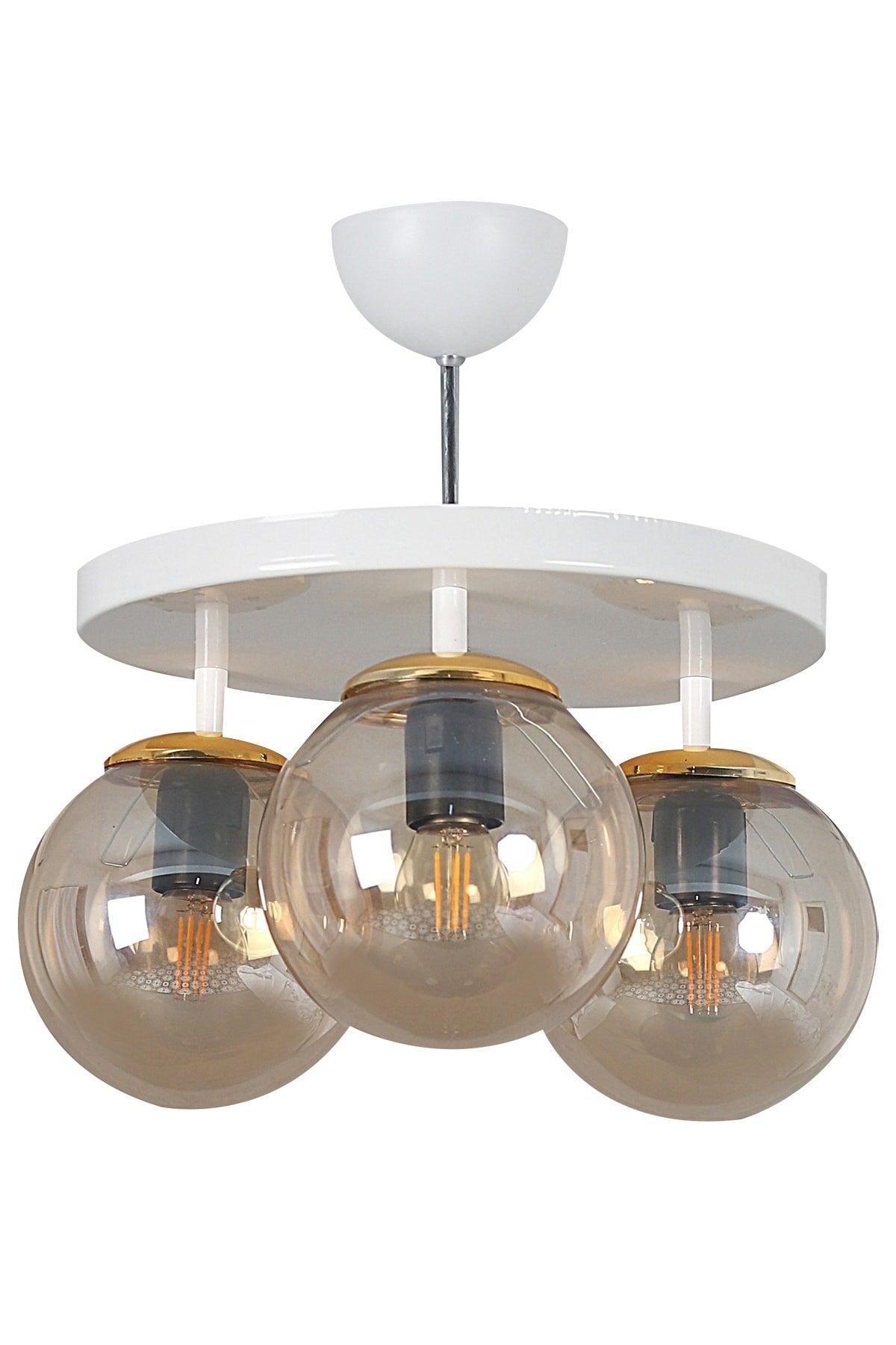 Tray White 3 Piece Honey Globe Glass Chandelier - Swordslife