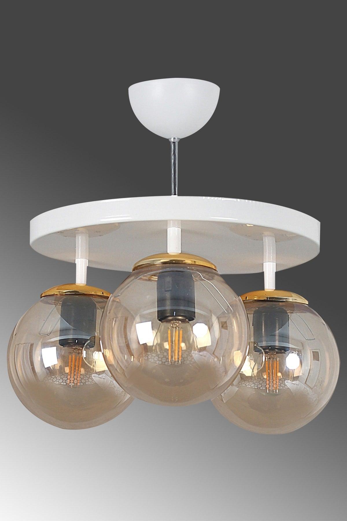 Tray White 3 Piece Honey Globe Glass Chandelier - Swordslife