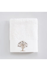 Tressa Embroidered Face Towel 50x90 Cm Ecru - Swordslife