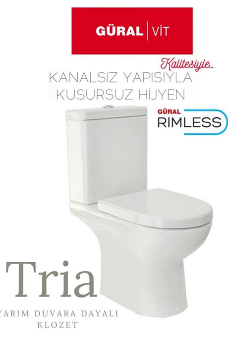 Tria Rimless (OHNE ABLAUF) Halbwand-WC-Set