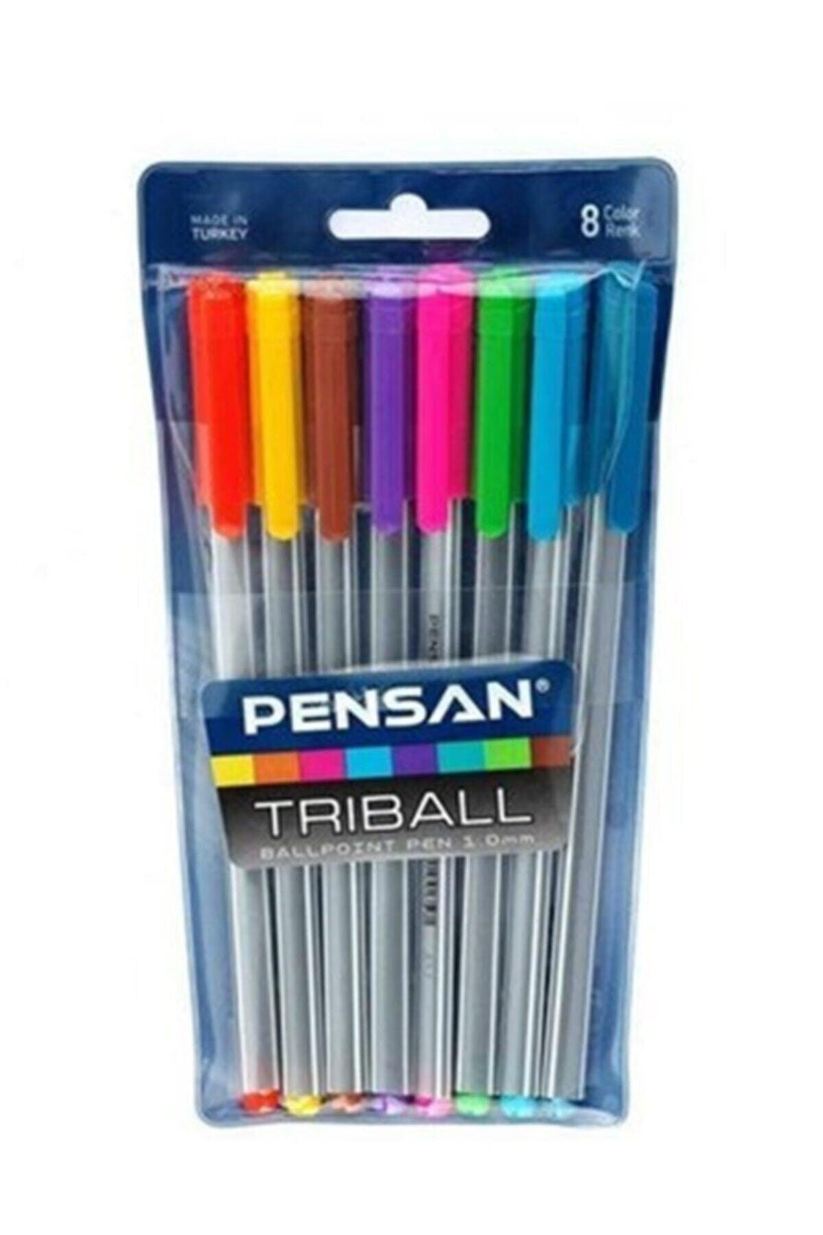 Triball Ballpoint Pen Colored 8 Pcs Set