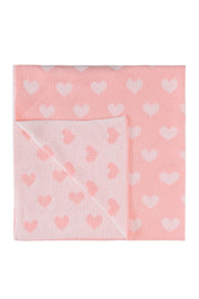 Knitwear Knitted Baby Blanket Heart Pink Ecru 80x80 Cm - Swordslife