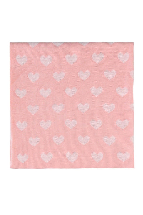 Knitwear Knitted Baby Blanket Heart Pink Ecru 80x80 Cm - Swordslife