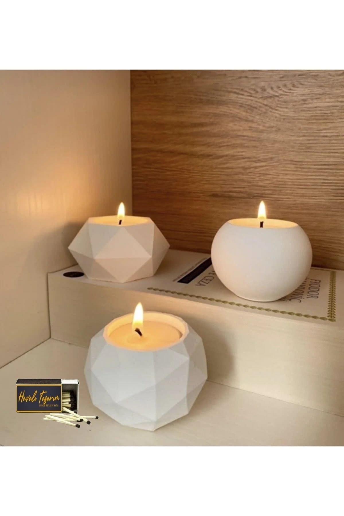 Triple Tealight Concrete Candle Holder Set&ht Design