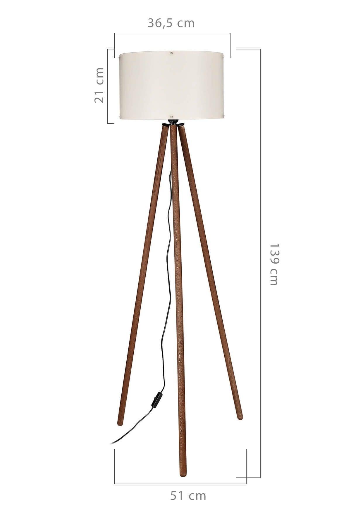 Tripod Floor Lamp Wooden Leg Cream Hat - Swordslife