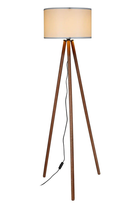 Tripod Floor Lamp Wooden Leg Cream Hat - Swordslife