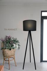 Tripod Mdf Leg Lux Floor Lamp -black - Swordslife