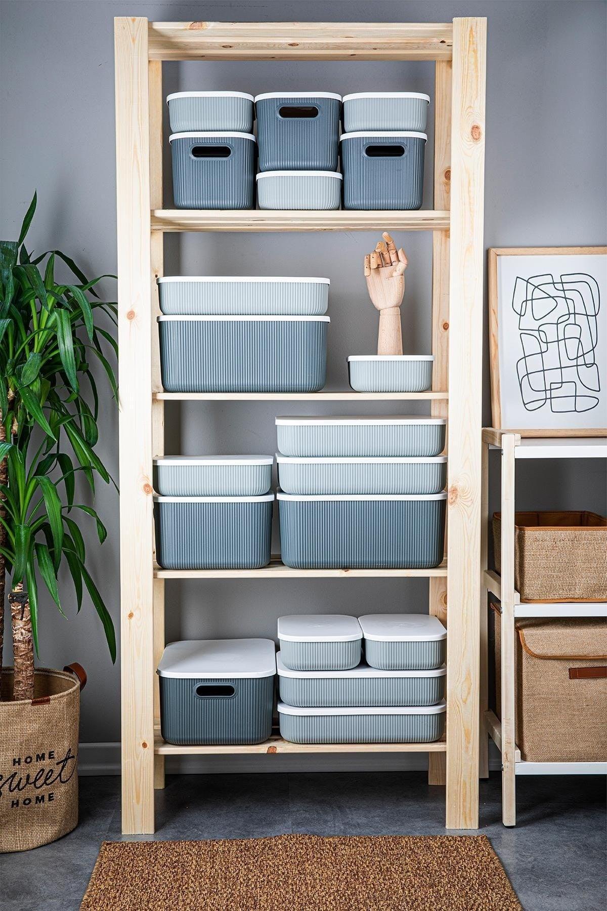 Trove 3 Pieces 13.4 Lt (gray) Organizer Box with Lid, Decorative Storage Box - Swordslife