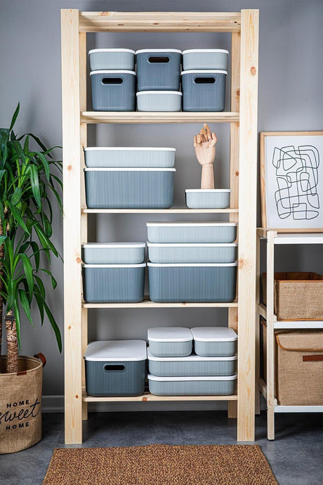 Trove 3 Pieces 6.2 Lt (gray) Organizer Box with Lid, Decorative Storage Box - Swordslife