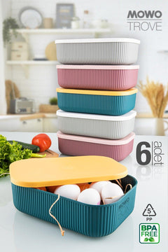6-Piece BPA-Free Plastic Storage Containers in Mixed Colors