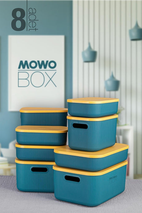 Trove Set of 8 (green) Box with Lid, Storage Box 13.4 - 6.2 - 6.8 - 3.2 Liter - Swordslife