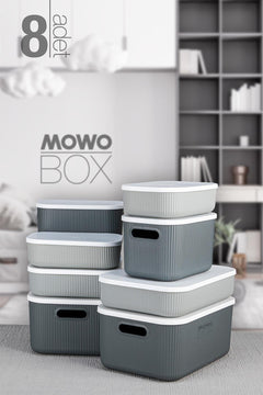 Set of 8 Plastic Storage Boxes with Lids, Organizing Solution for Home Items