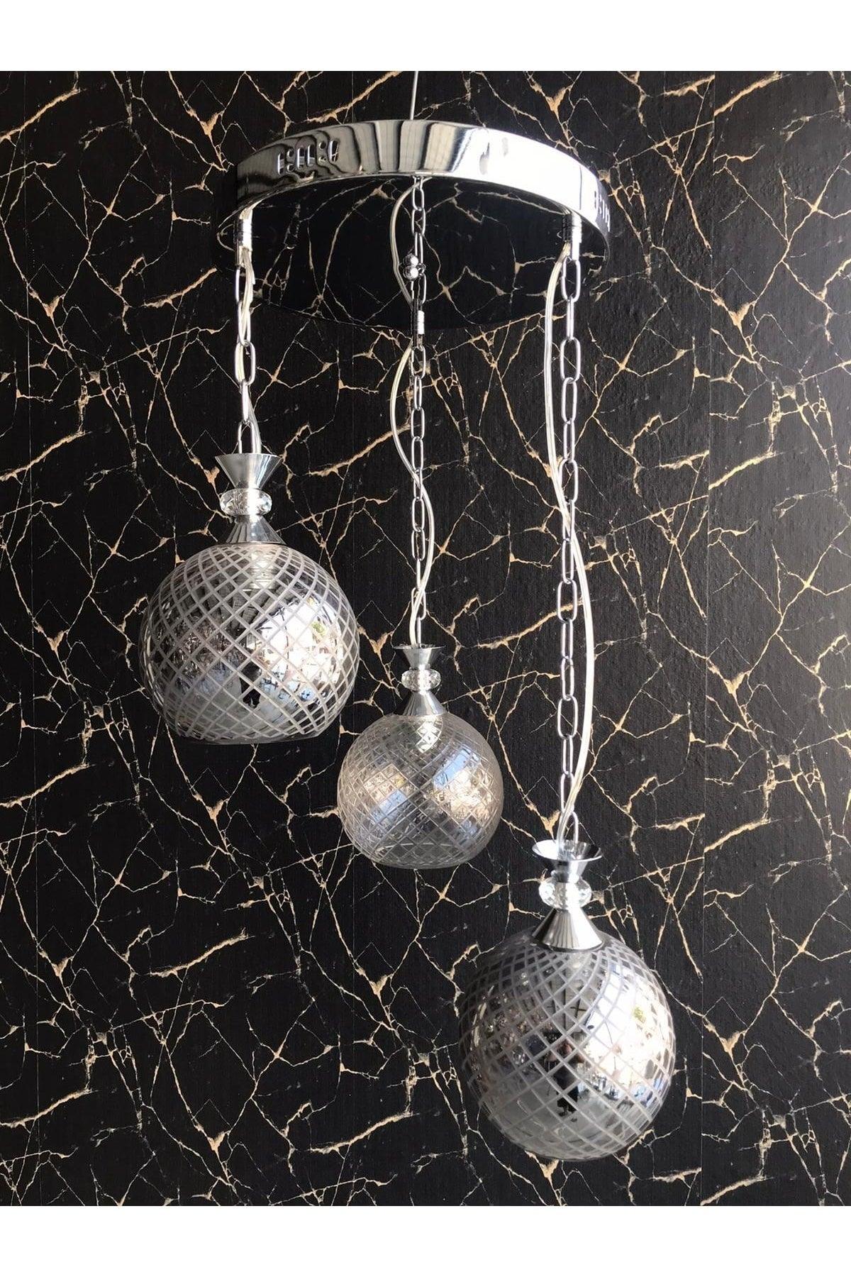 Tuana Chandelier Lori 3 Pcs Chrome Color Pendant Lamp - Swordslife