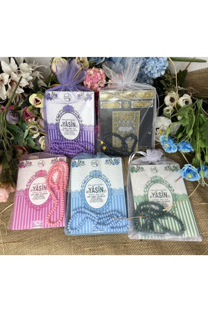 Tulle Keseli Yasin Juz Book of 5 Mixed Colors with Rosary and Voice Listening Feature Birth Mevlüt Gifts - Swordslife