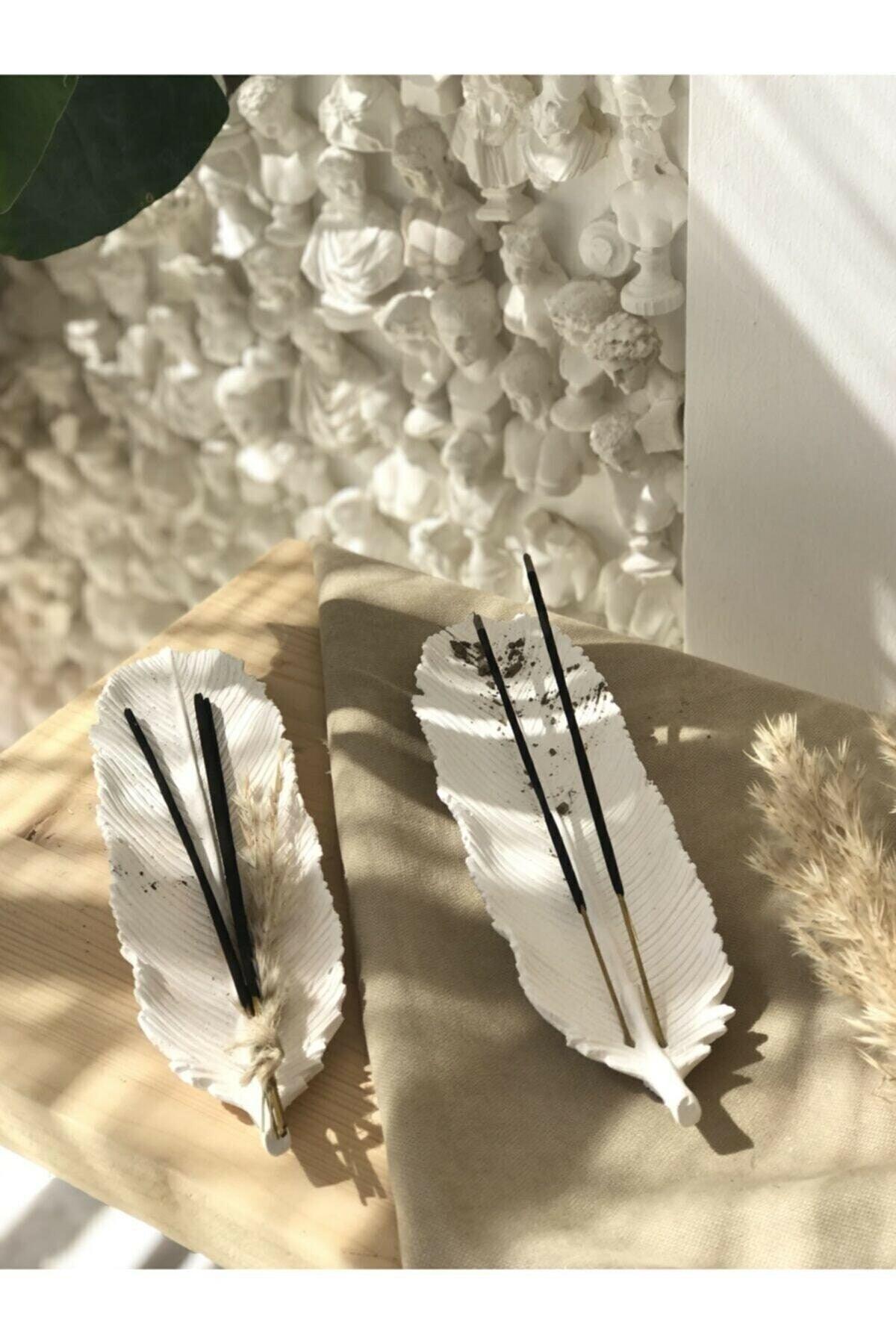 Feather Incense Holder Set of 2 White Feather Incense Holders - Swordslife