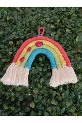 Rainbow Shaped Macrame Wall Decoration with Ladybug - Swordslife