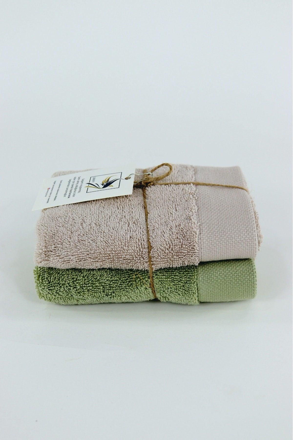 Umay Double 30*50 Cm Towel Set - Green & Beige - Swordslife