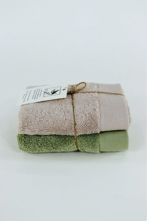 Umay Double 30*50 Cm Towel Set - Green & Beige - Swordslife