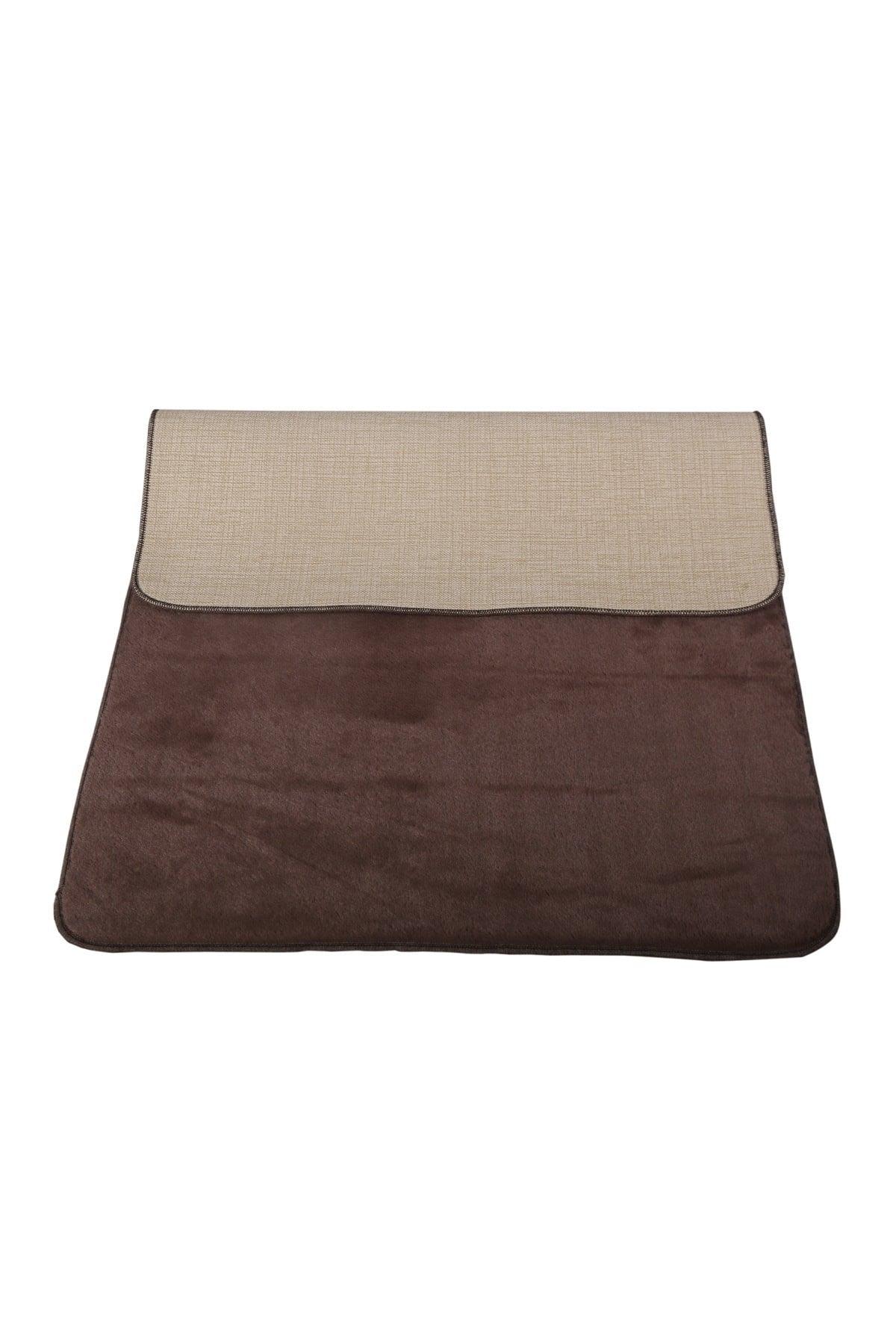 Unicolor Plain Brown 3 Piece Bath Mat Rug