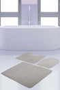 Unicolor Plain Cream 3 Piece Bath Mat Rug Set Non-Slip Closet Set - Swordslife