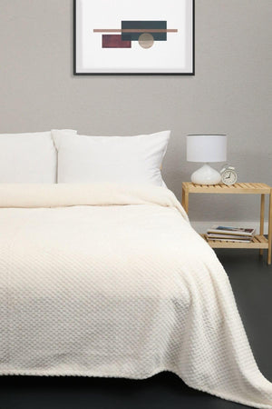 Unicolor Welsoft Double Bedspread - Ecru - Swordslife