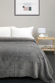 Unicolor Welsoft Double Bedspread - Gray - Swordslife