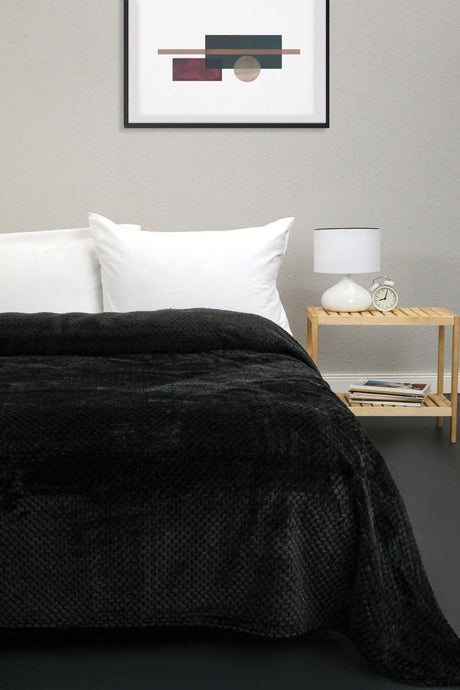 Unicolor Welsoft Double Bedspread - Black - Swordslife