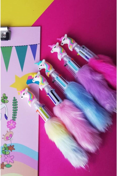 Unicorn 6 Color Plush Ballpoint Pen