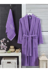 Unisex Purple Towel Bathrobe 2 pcs - Swordslife