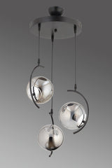 Evren 3 Piece Modern Design Smoked Globe Glass Pendant Lamp Chandelier - Swordslife