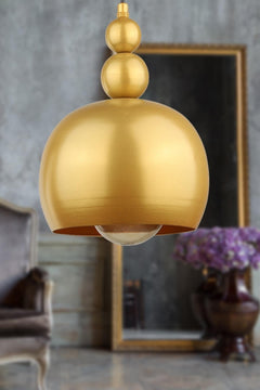 Gold single pendant lamp with electrostatic paint finish