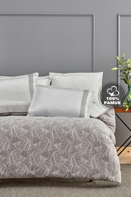 Valeri Double Satin Duvet Cover Set - Gray - Swordslife