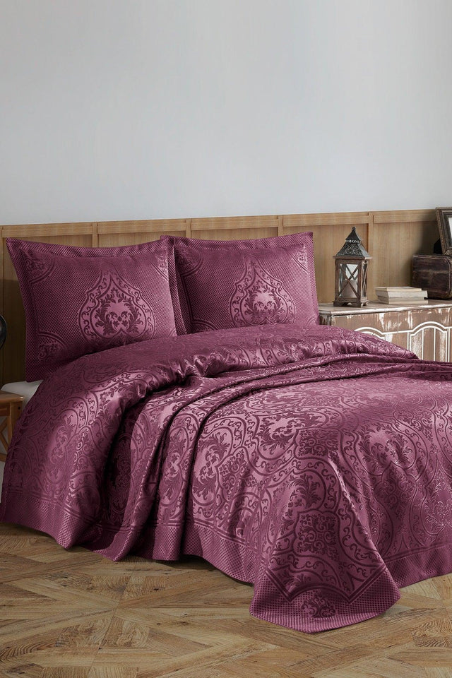 Valeron Pano Chenille Double Bedspread (burgundy) - Swordslife