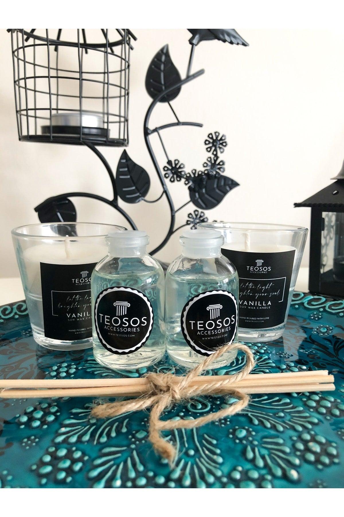 Vanilla Scented Candle And Bouquet Room Fragrance Set of 4 Small Size - Swordslife