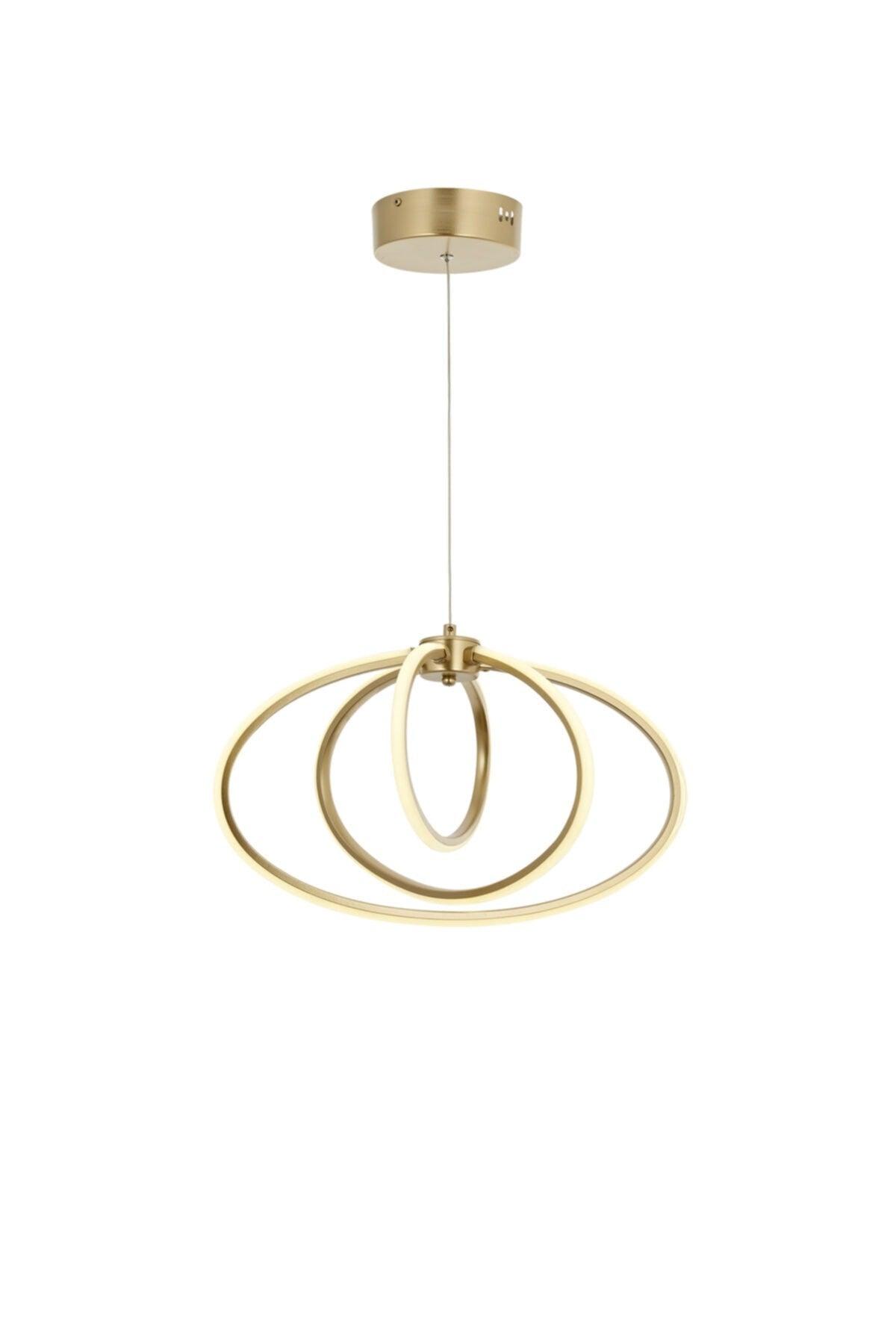 Varna Triple Gold Painted Led Chandelier - Swordslife