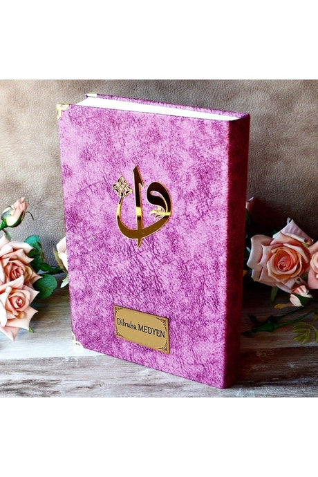 Velvet Quran Medium Size 24x16 Audio Listening Lilac Religious Seal Mevlit Gift Nubuck - Swordslife